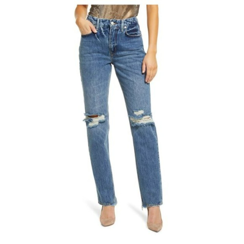 Good American Blue Straight Leg Jeans